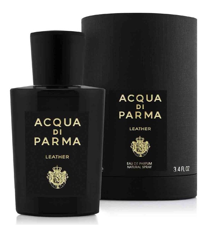 Acqua di Parma Leather Eau de Parfum — bottle and box | أكوا دي بارما ليذر أو دو برفان — الزجاجة والعبوة