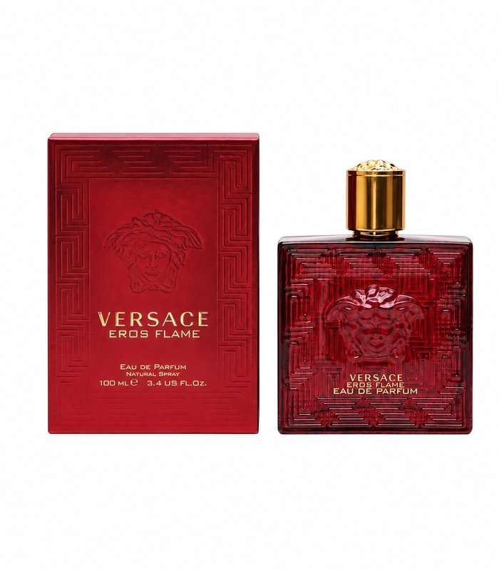 Versace Eros Flame Eau de Parfum — bottle and box | فيرزاتشي إيروس فلايم أو دو برفان — الزجاجة والعبوة